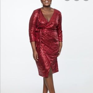 Red Sequin Wrap Dress